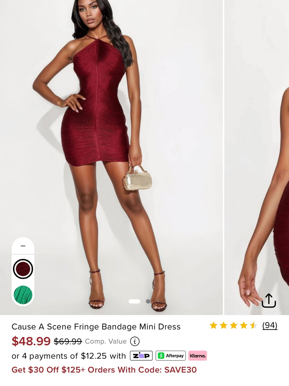 A Scene Fringe Bandage Mini Dress - Burgundy